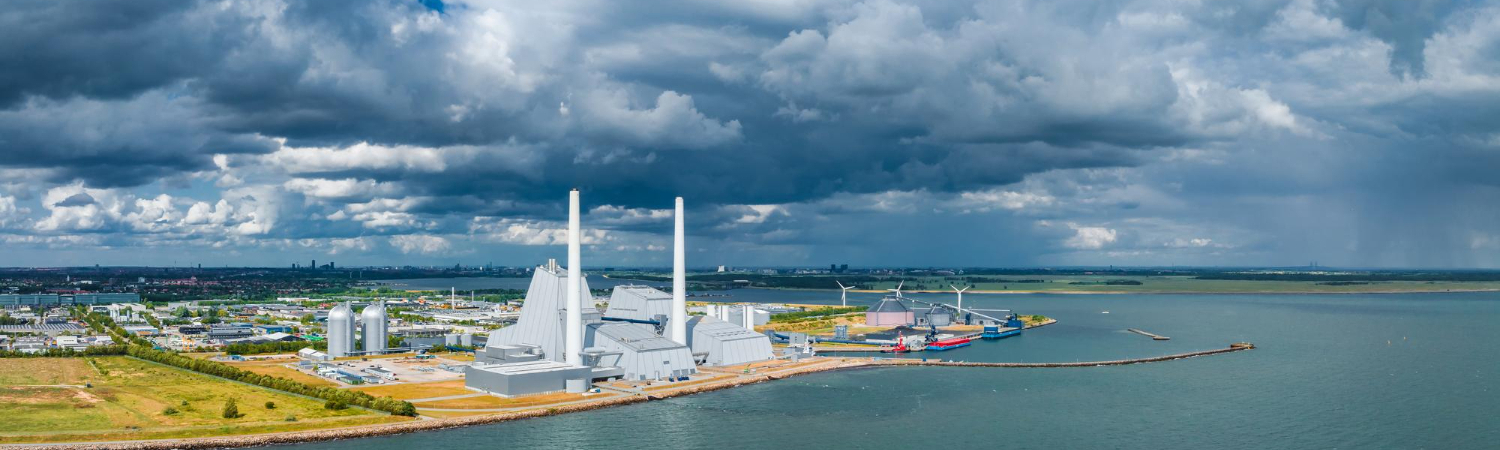 Aerial view of the Power station One of the most beautiful and eco friendly power plants in the world ESG green energy in Copenhagen Denmark